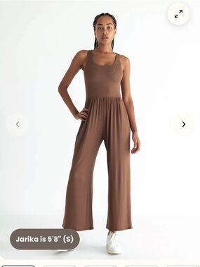 Imbodhi Hana Brown Sleeveless Maxi Jumpsuit ribbed size medium